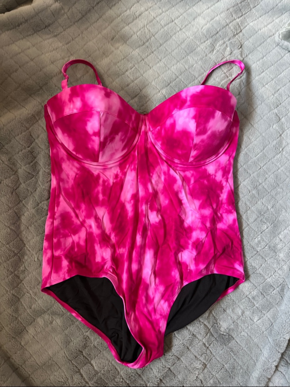 Tie-Dye Hot Pink One-Piece Swimsuit with Supportive underwire Cups
